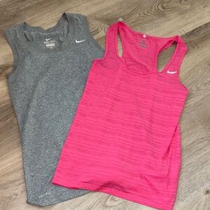 NIKE dri-fit tank top bundle lot size XS pink gray workout gym athletic running